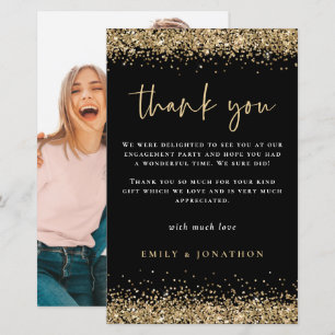 Budget Gold Glitter Photo Engagement Black Thanks