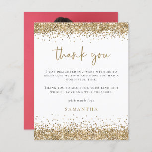Budget Gold Glitter Photo Fiftieth 50th Thank You