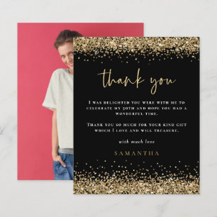 Budget Gold Glitter Photo Fiftieth Black Thank You