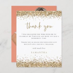 Budget Gold Glitter Photo Fortieth Thank You