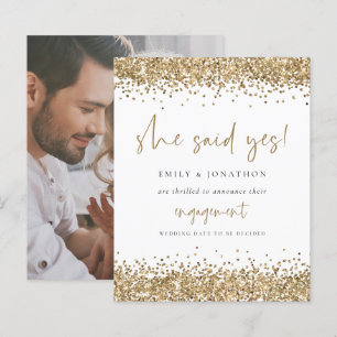 Budget Gold Glitter Photo She Said Yes Engagement