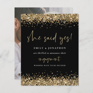 Budget Gold Glitter Photo She Said Yes Engagement