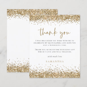 Budget Gold Glitter Quinceañera Party Thank You