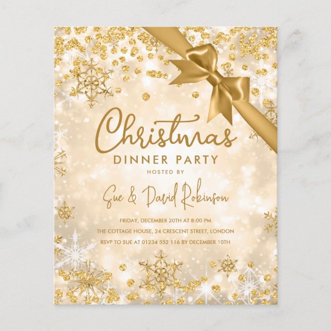 Budget Gold Glitter Ribbon Xmas Winter Holiday (Front)