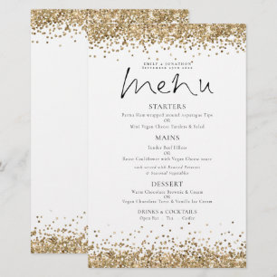 Budget Gold Glitter Script Wedding Menu