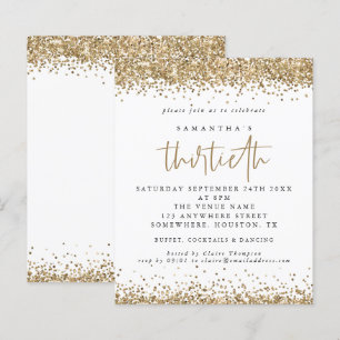 Budget Gold Glitter Thirtieth Party Invitation