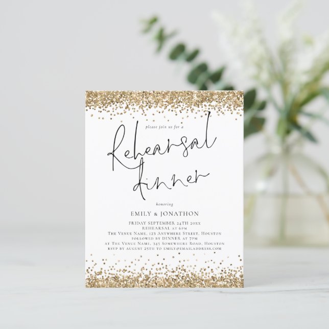 Budget Gold Glitter Wedding Rehearsal Dinner (Standing Front)