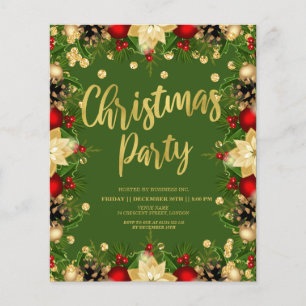 Budget Gold Green Christmas Corporate Invite Flyer