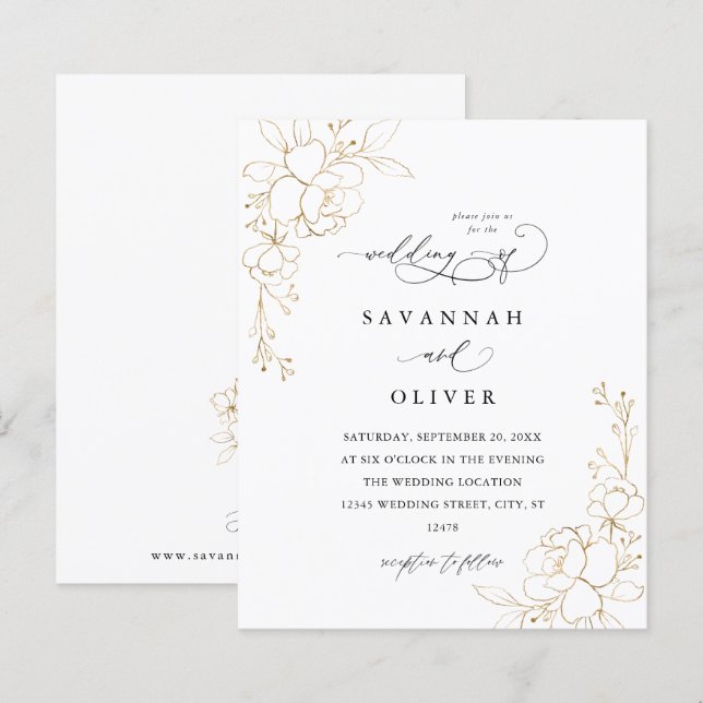 Budget Gold Lined Floral Wedding (Front/Back)