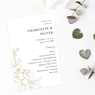 Budget Gold Lined Floral Wedding Ceremony MEDIUM Flyer