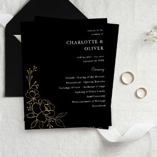 Budget Gold Lnd Floral Wedding Ceremony Program BL