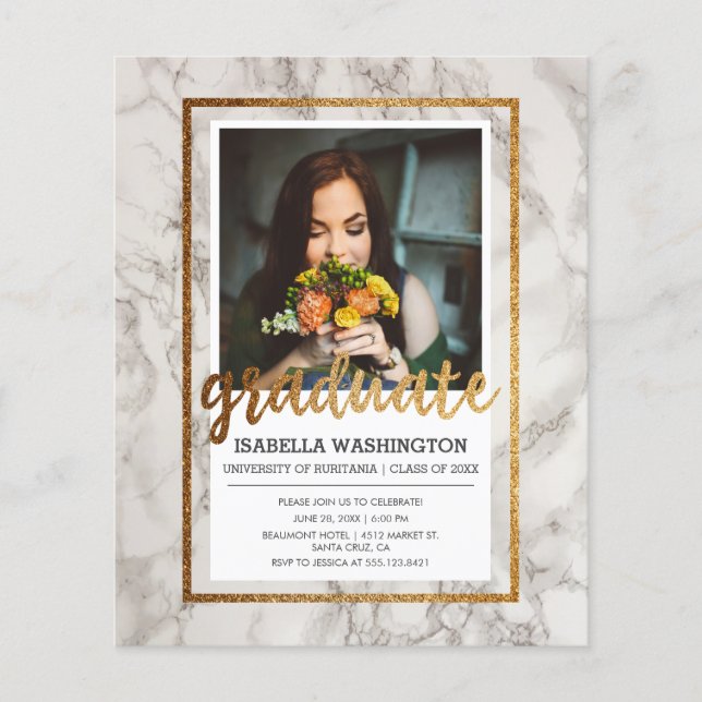 Budget Gold & Marble Photo Graduation Party (Front)
