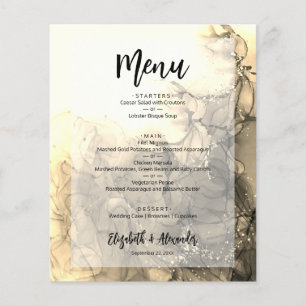 Budget Gold Marble Wedding Menu Flyer
