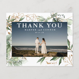 Budget Gold Modern Eucalyptus Photo Thank You Flyer