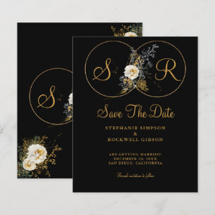 BUDGET Gold Monogram On Black Name Initial Wedding