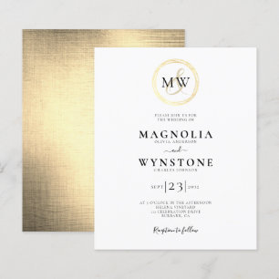 Budget Gold Monogram Wedding Invitation