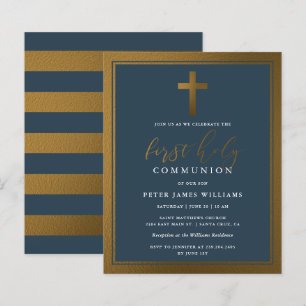Budget Gold & Navy Blue First Holy Communion