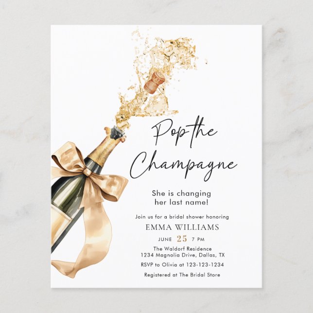 Budget Gold Pop The Champagne Bridal Shower (Front)