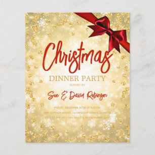 Budget Gold Red Diamonds Glitter Xmas Invite Flyer