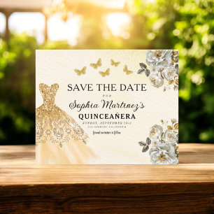 Budget Gold Save the Date Birthday Quinceanera Flyer