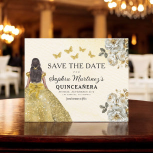 Budget Gold Save the Date Birthday Quinceanera Flyer