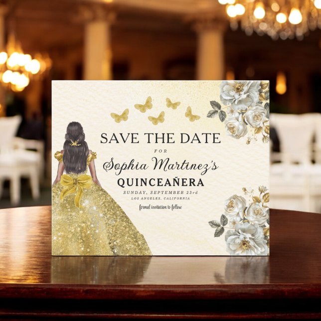 Budget Gold Save the Date Birthday Quinceanera Flyer (Creator Uploaded)