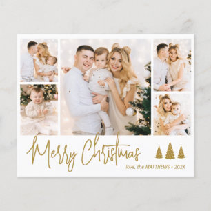 Budget Gold Script 5 Photo Christmas Holiday Flyer