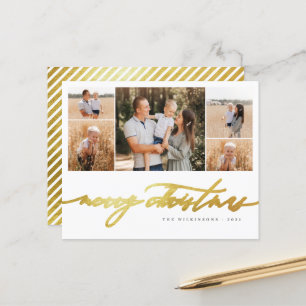 Budget Gold Script 5 Photo Collage Merry Christmas