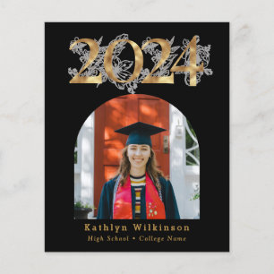 BUDGET Gold Script 5 Photo Graduation Invitation