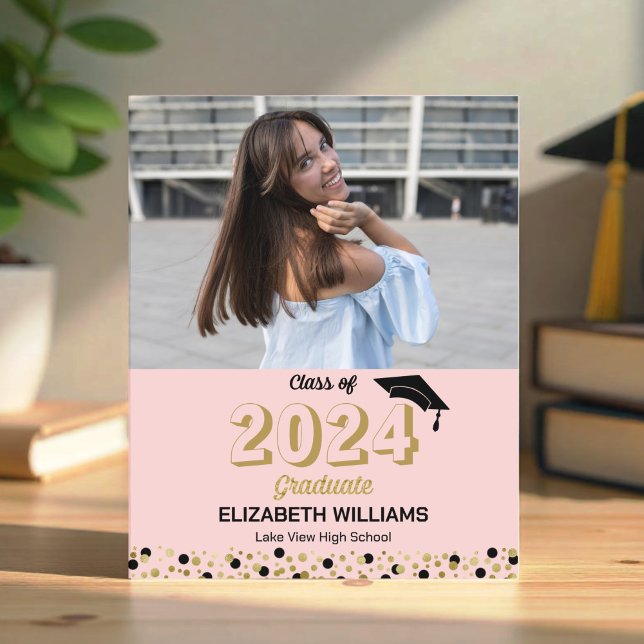 Budget Gold Script Photo Graduation Announcement (Creator Uploaded)