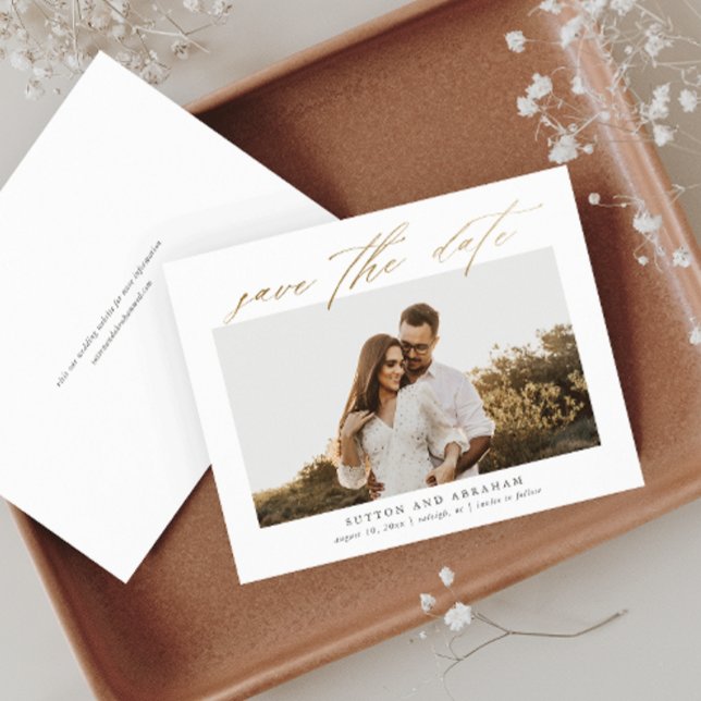 Budget Gold Script Photo Save the Date (Creator Uploaded)