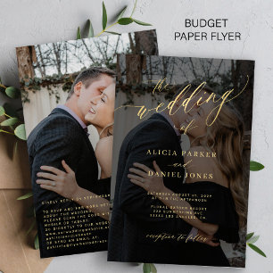 Budget gold script QR photo wedding invitation Flyer