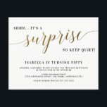 Budget Gold Script Surprise Birthday Party Invite<br><div class="desc">Modern Gold Stylish Script Surprise Birthday Party.</div>