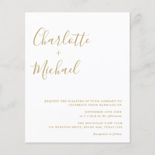 Budget Gold Signature Script Wedding Invitation