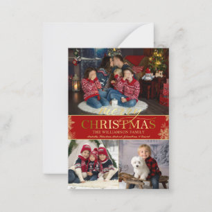 Budget Gold Snowflake 3 Photo Merry Christmas Card