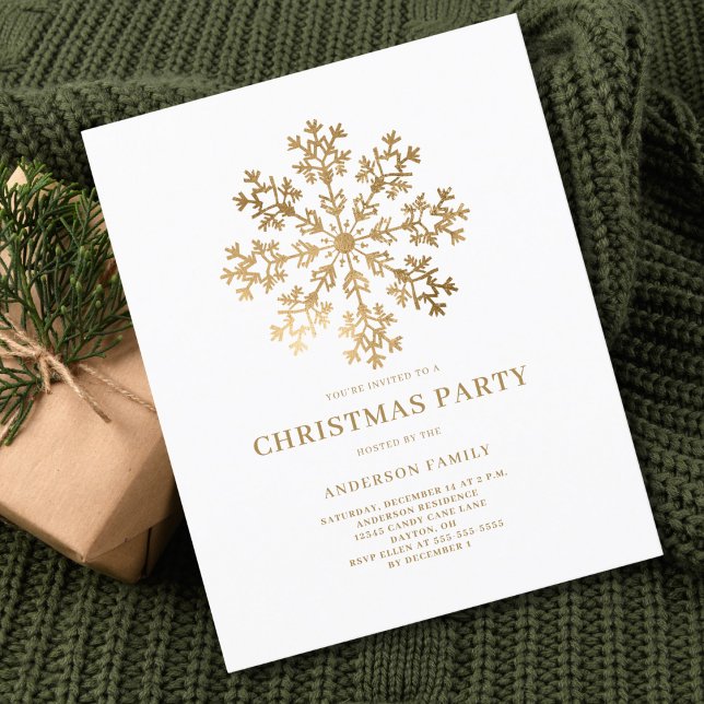 Budget Gold Snowflake Christmas Invitation Flyer (Creator Uploaded)