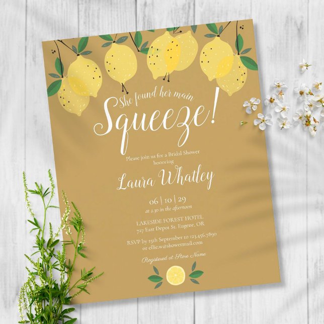 Budget Gold Squeeze Lemon Bridal Shower Invite (Creator Uploaded)