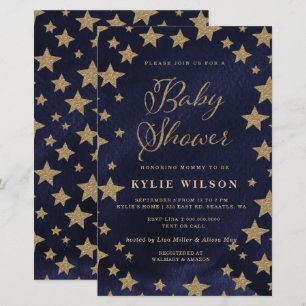 Budget Gold Stars Baby Shower Invitation