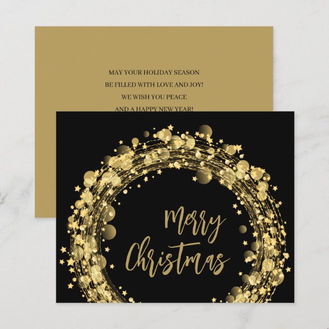 Budget Gold Stars Merry Christmas Greeting Card (Front/Back)
