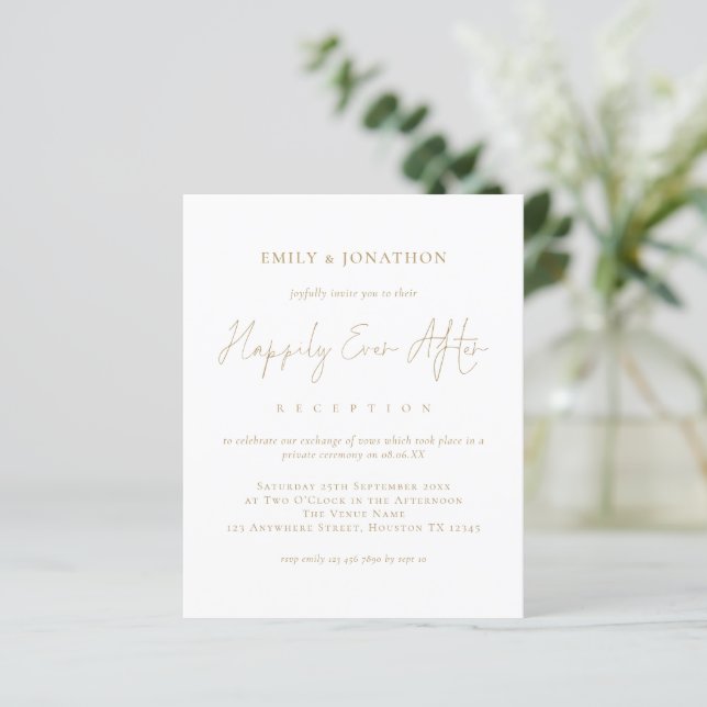 BUDGET Gold Text Happily Ever After Wedding Party (Standing Front)