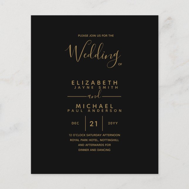 BUDGET Gold Text Monochrome Double-Sided Elegant Flyer (Front)