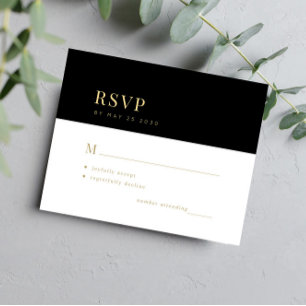 Budget gold typography minimal wedding RSVP card