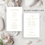 Budget gold typography simple wedding program flyer<br><div class="desc">Modern simple minimalist faux gold script trendy clean white ceremony and party BUDGET affordable wedding program PAPER FLYER template featuring chic trendy calligraphy. Easy to personalise with your custom text on both sides! PLEASE READ THIS BEFORE PURCHASING! This is a low budget affordable program printed on a FLYER (advertising type...</div>