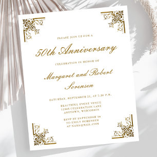 Budget Gold Vintage 50th Anniversary Invitation