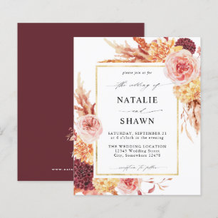 Budget Golden Burgundy Blush Pink Floral Wedding B