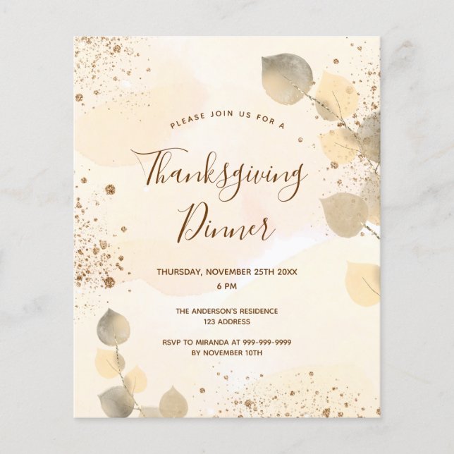 Budget golden fall foliage Thanksgiving Dinner (Front)