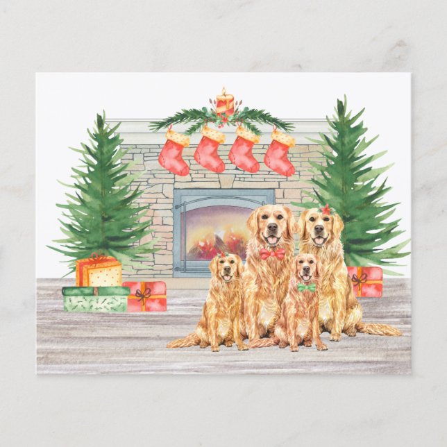 Budget Golden Retriever Christmas Dog Holiday Card (Front)