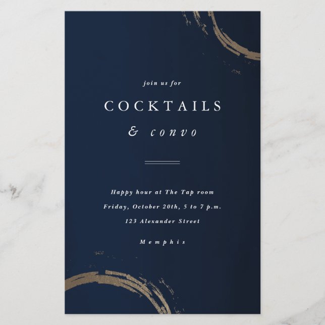Budget Golden Rings Cocktail Party Invitation (Front)