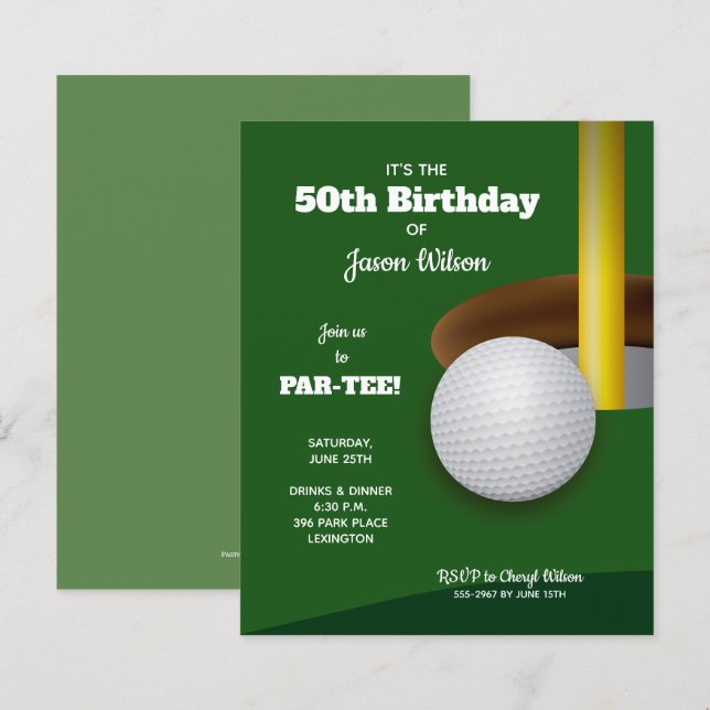 Budget Golf Adult Birthday Party Invitations (Front/Back)