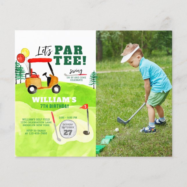 BUDGET Golf Par-tee Swing By Kids Birthday Photo (Front)